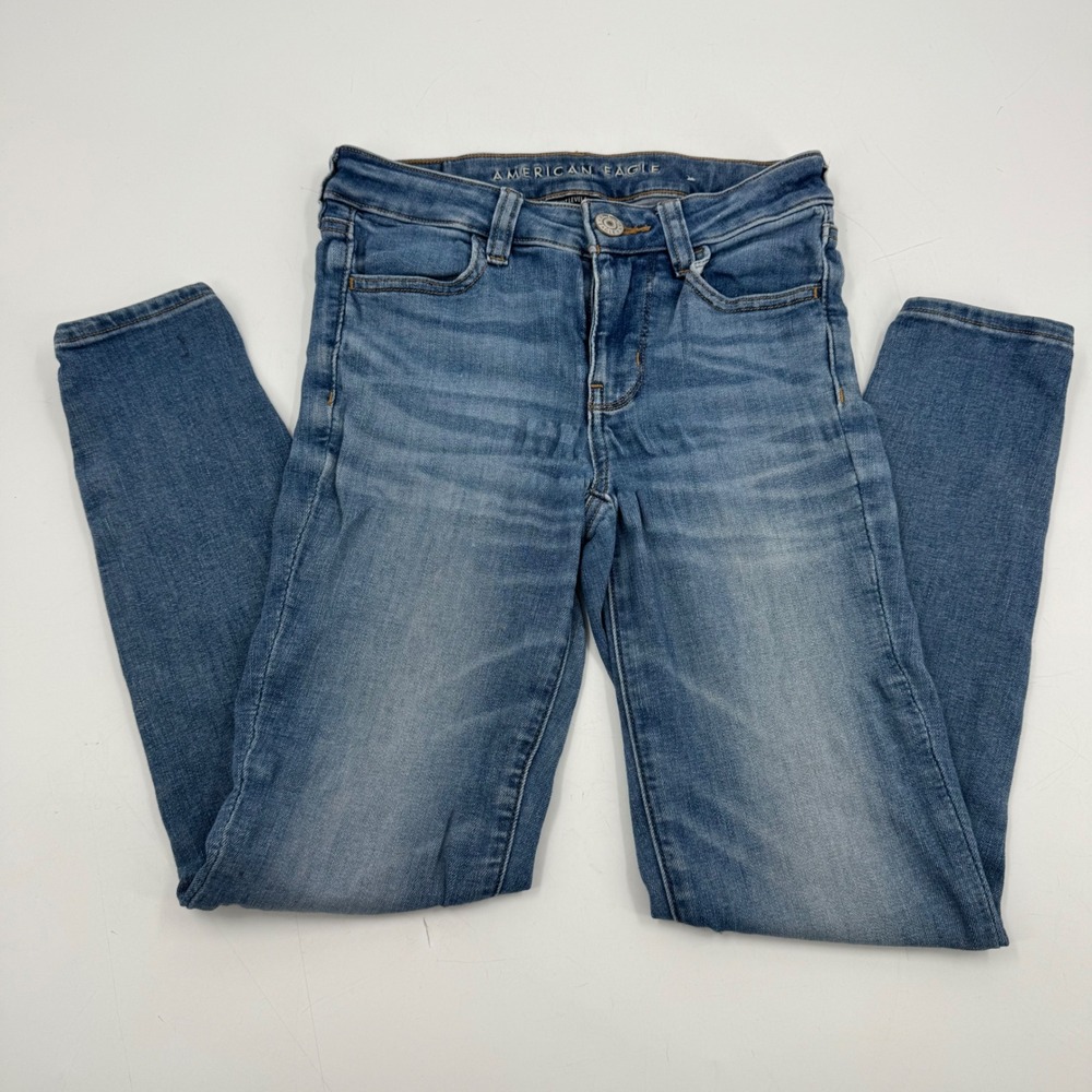 American Eagle Jeggings Denim Jeans Stretch Blue Wash Women's Size 00‎ Short